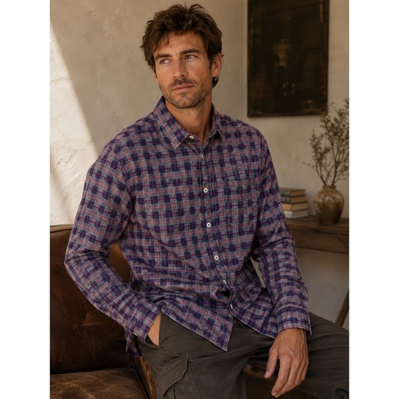 Billy Reid Other - Billy Reid Shirt Mens Medium Gray Pink Plaid Button Down Preppy Designer Luxury
